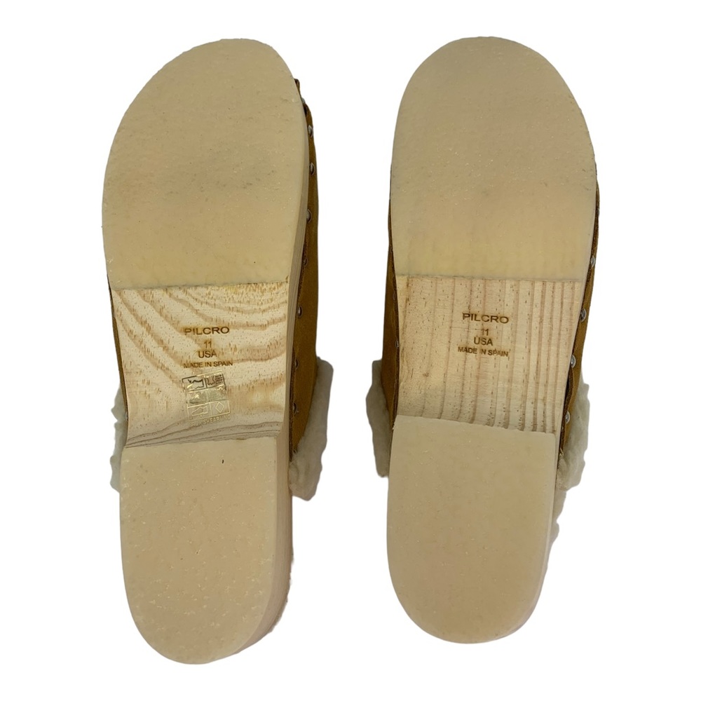 NIB ANTHROPOLOGIE PICRO WOVEN SHEARLING-LINED CLOGS (TAN SUEDE) SIZE… - Picture 9 of 11
